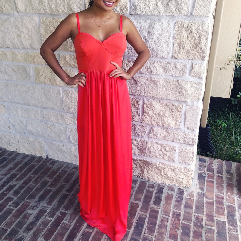 BCBG MAXAZARIA long coral dress in small